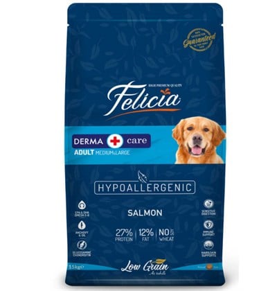 Felicia Düşük Tahıllı Somonlu Orta ve Büyük Irk Yetişkin Köpek Maması 15 KG