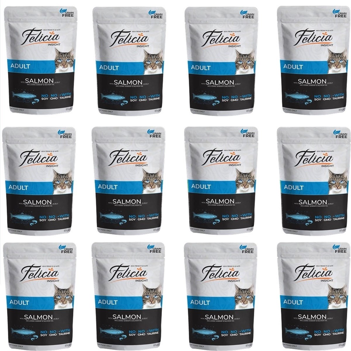 Felicia Tahılsız Somon Balıklı Yetişkin Kedi Yaş Maması 85 gr x 12 Adet