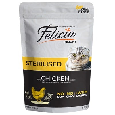 Felicia Tavuklu Tahılsız Kısırlaştırılmış Pouch Konserve Yetişkin Kedi Maması 85 G