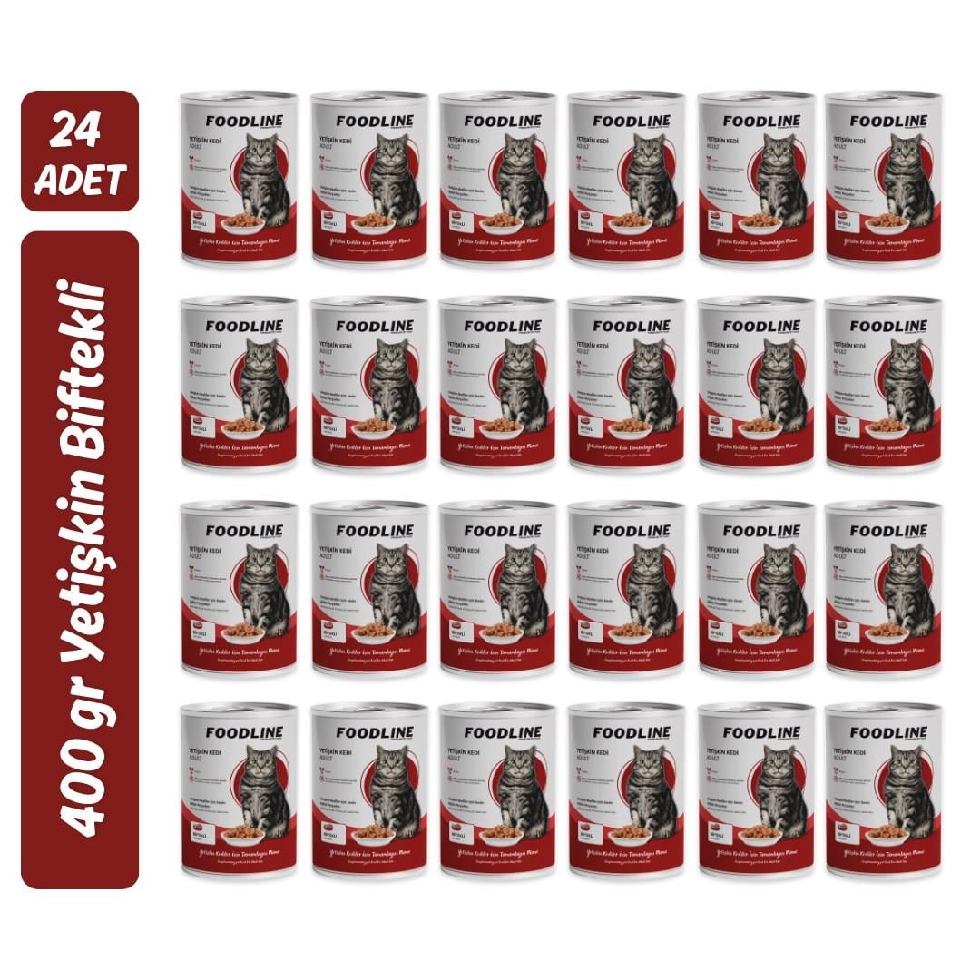 Foodline Biftekli Yetişkin Kedi Konservesi 400 Gr x 24 Adet