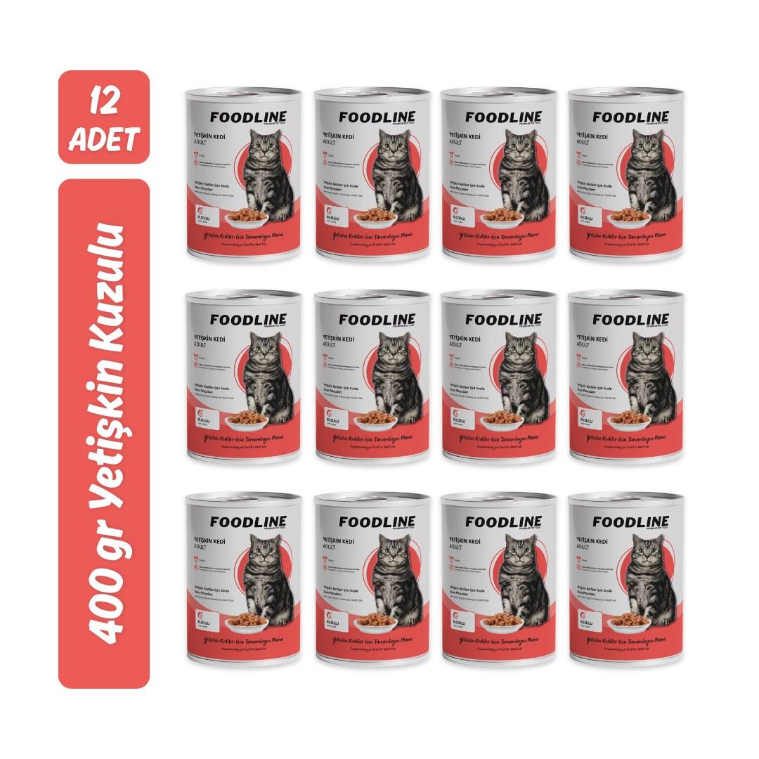 Foodline Kuzu Etli Yetişkin Kedi Konservesi 400 Gr x 12 Adet