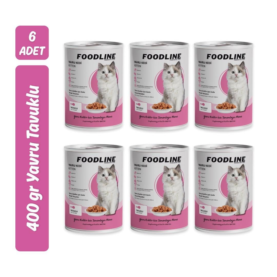 Foodline Tavuklu Yavru Kedi Konservesi 400 Gr x 6 Adet