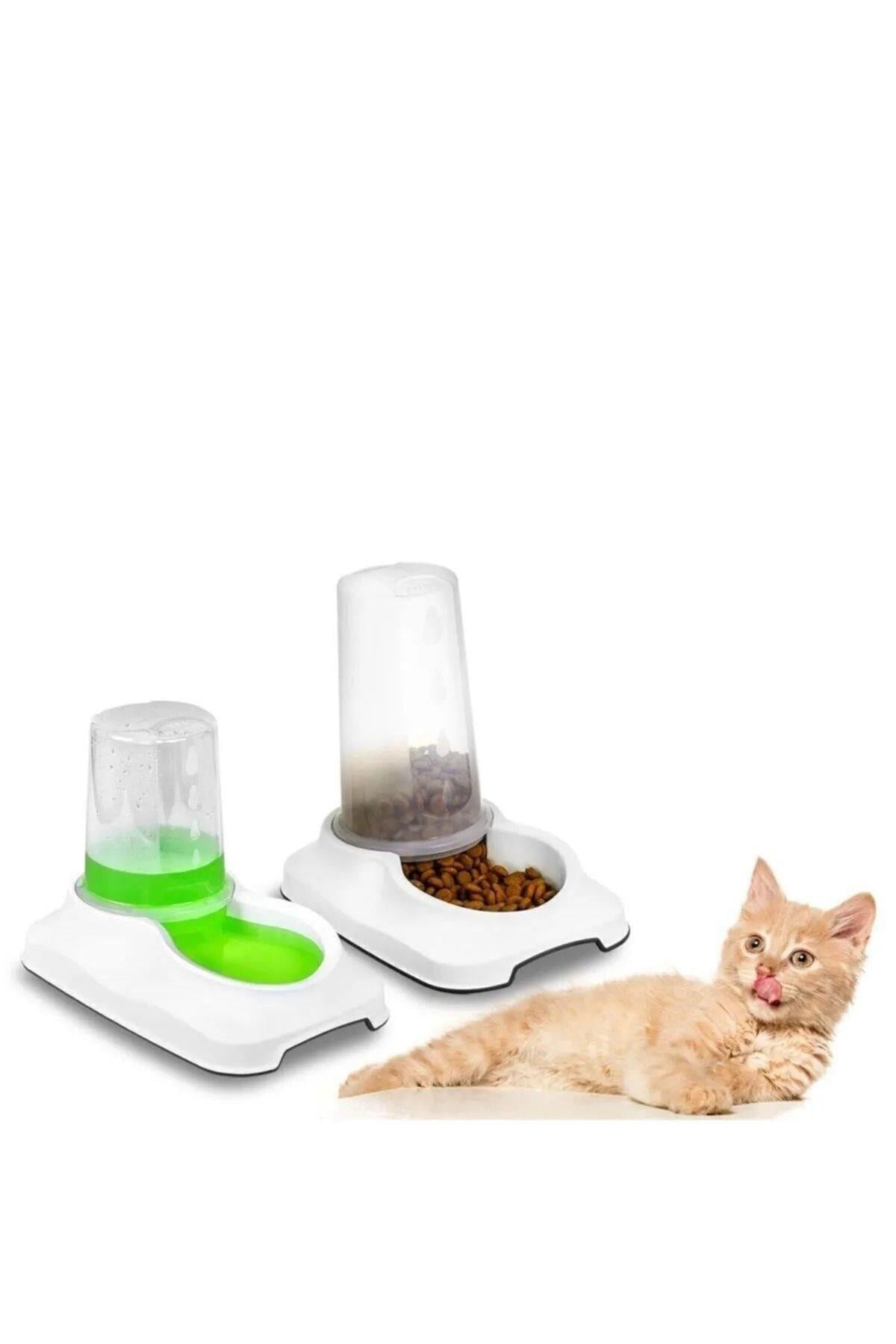 Pribor Kedi Köpek 2'li Otomatik Hazneli Mama ve Su Kabı (3,5 lt ve 1.5 lt)