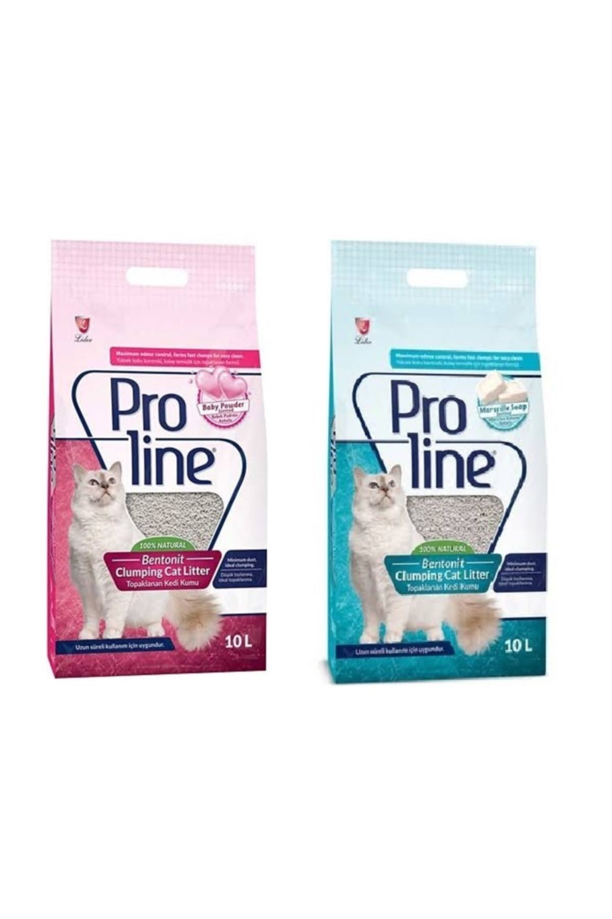 Proline Doğal Topaklanan Baby Powder Ve Marsilya Sabunlu Kedi Kumu 10 lt 2 Adet