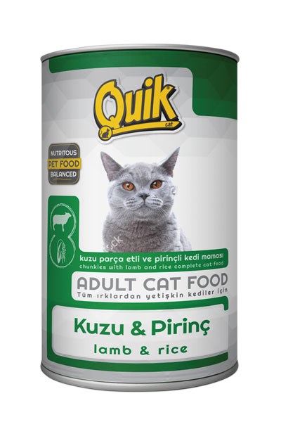 Quik Kuzu Etli ve Pirinçli Konserve Yetişkin Kedi Maması 415 G