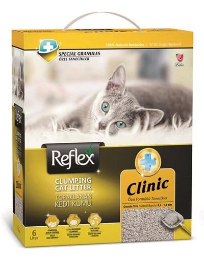 Reflex Clinic Özel Formüllü Tanecikler Topaklaşan Bentonit Kedi Kumu 6 L
