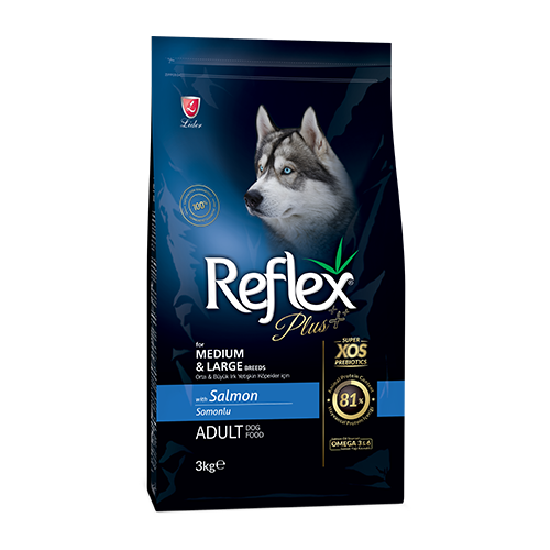Reflex Plus Somonlu Orta ve Büyük Irk Yetişkin Köpek Maması 3 KG
