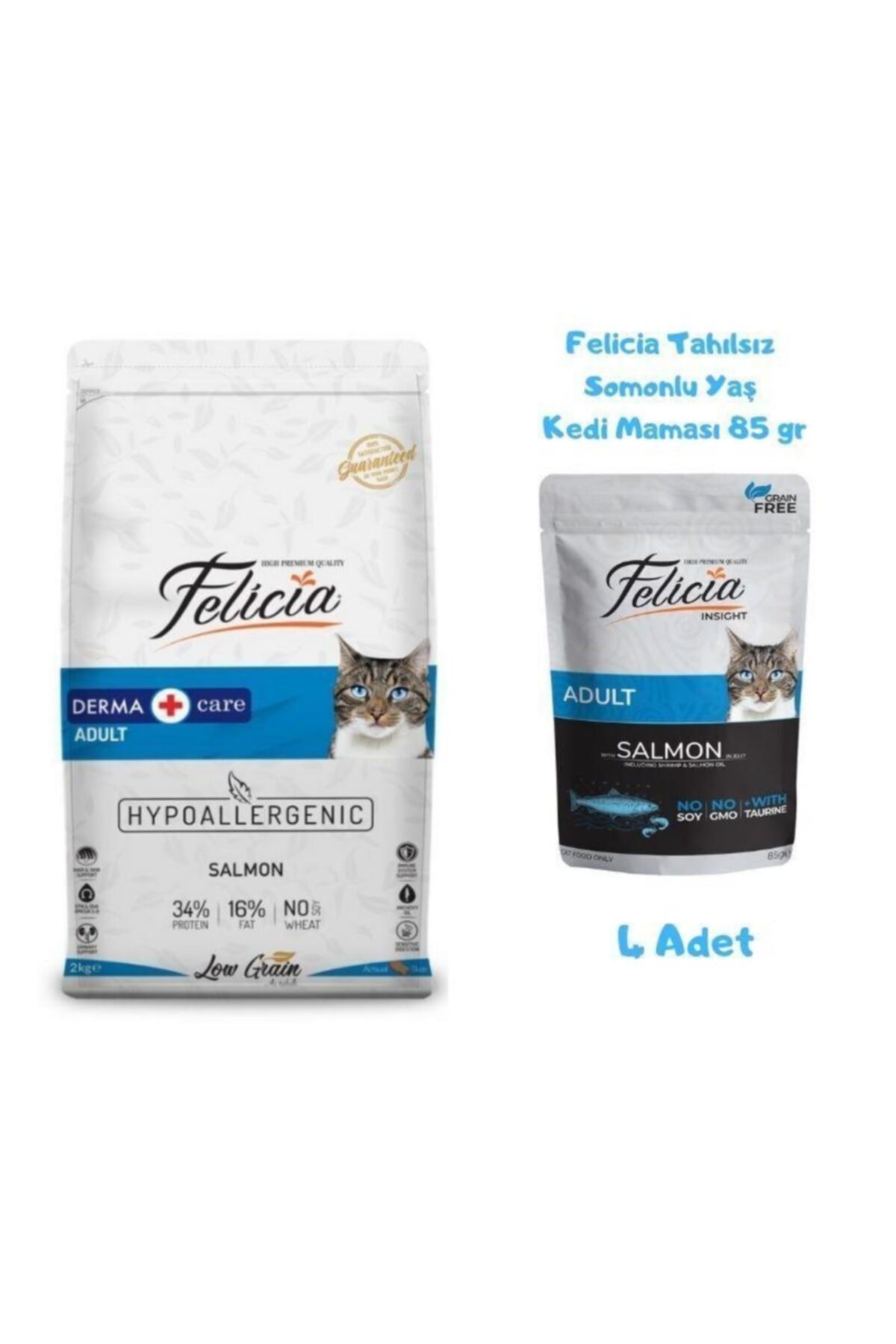 Somonlu Yetişkin Kedi Maması 2 Kg + Yaş Mama 85 Gr (4 Adet)