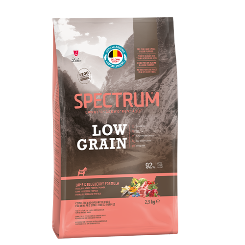 Spectrum Kuzu Etli ve Yaban Mersinli Mini ve Küçük Irk Düşük Tahıllı Yavru Köpek Maması 2,5 kg
