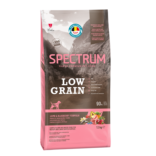 Spectrum Kuzu Etli ve Yaban Mersinli Orta ve Büyük Irk Düşük Tahıllı Yavru Köpek Maması 12 kg