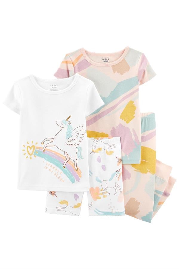 23Y.CRT.1O838510Carters Kız Bebek Unicorn Desenli 4'Lü Pijama Takımı