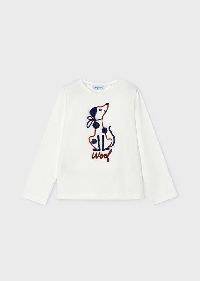 24K.MYR.04068.045Mayoral Kız Çocuk Köpekçik Baskılı Uzun Kollu Tshirt