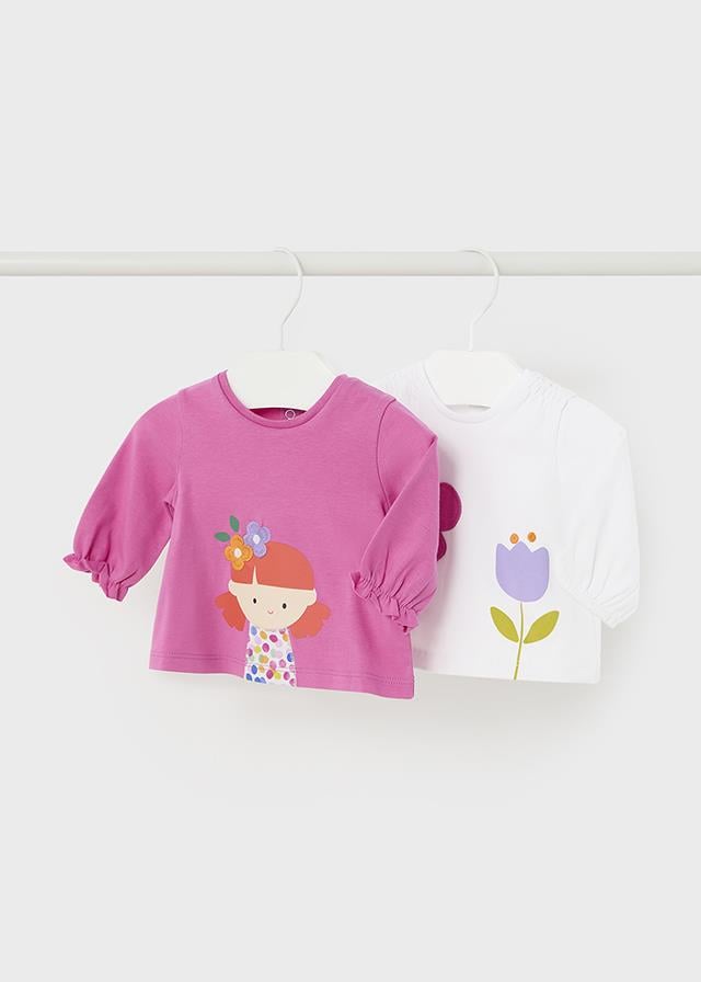 24Y.MYR.01001.010Mayoral Yenidoğan Kız Uzun Kollu 2'Li Tshirt