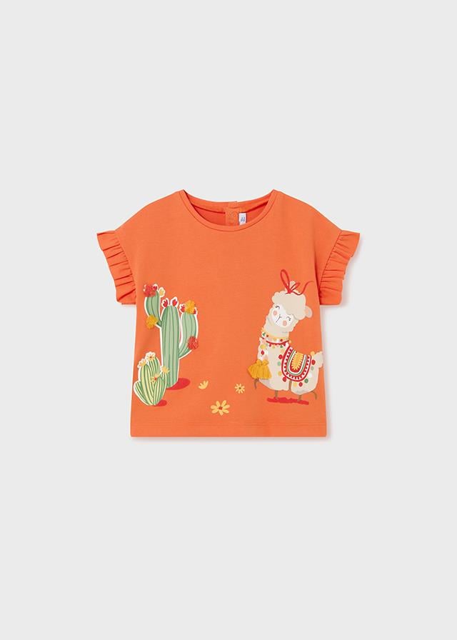 24Y.MYR.01013.030Mayoral Kız Bebek Lama Detaylı Fırfır Kollu Tshirt