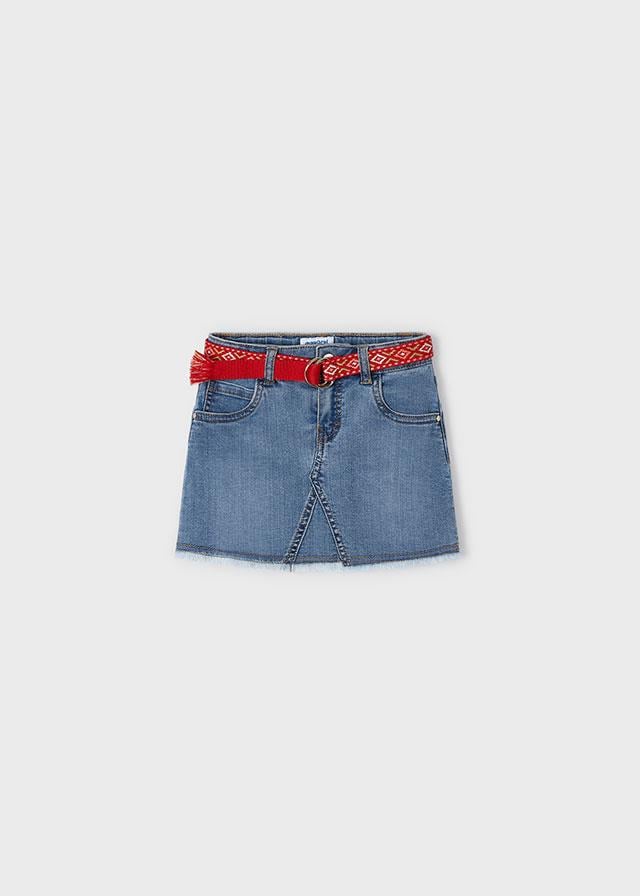 24Y.MYR.03906.026Mayoral Kız Çocuk Örgü Kemerli Denim Etek