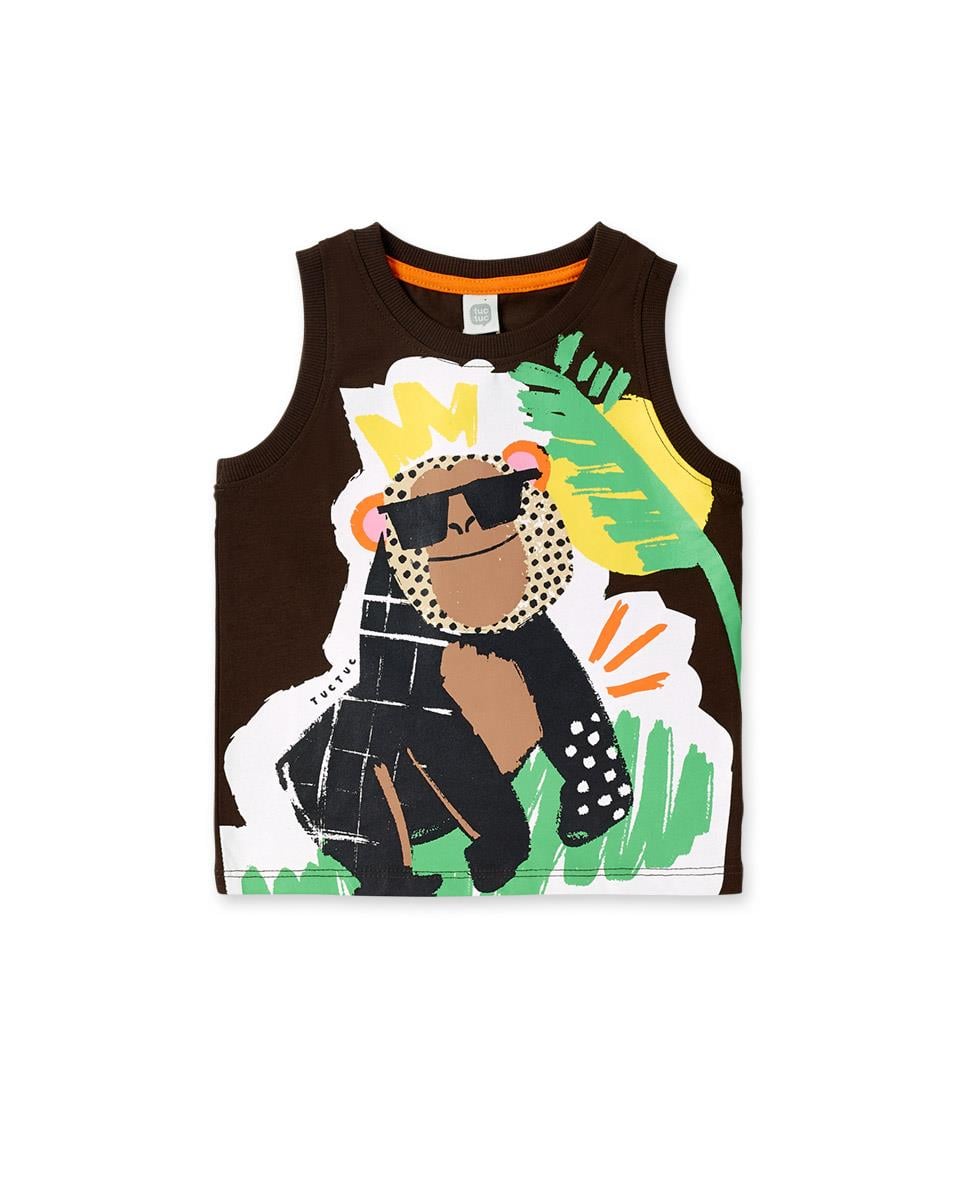 24Y.TUC.11369935Tuc Tuc Bebek Maymun Desenli Kolsuz Tshirt