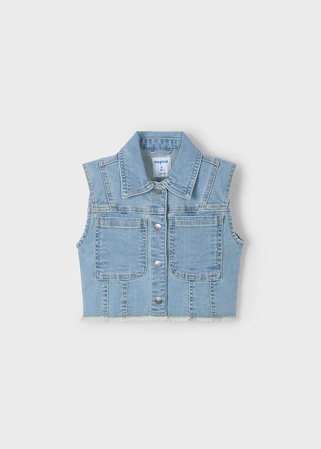 25Y.MYR.03364.096Mayoral Kız Çocuk Püsküllü Denim Yelek