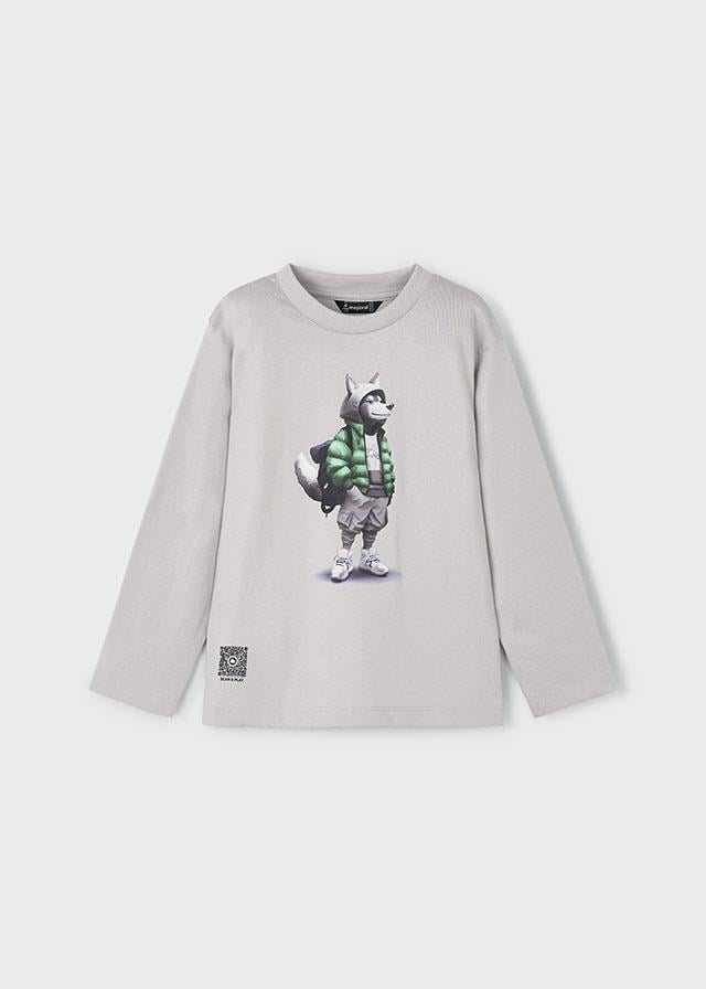 26K.MYR.04083.010Mayoral Erkek Çocuk Kurt Detaylı Uzun Kol Tshirt