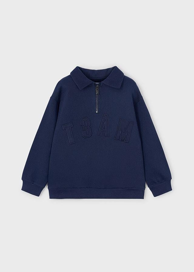 26K.MYR.04402.031Mayoral Erkek Çocuk Yazılı Polo Yaka Fermuarlı Sweatshirt