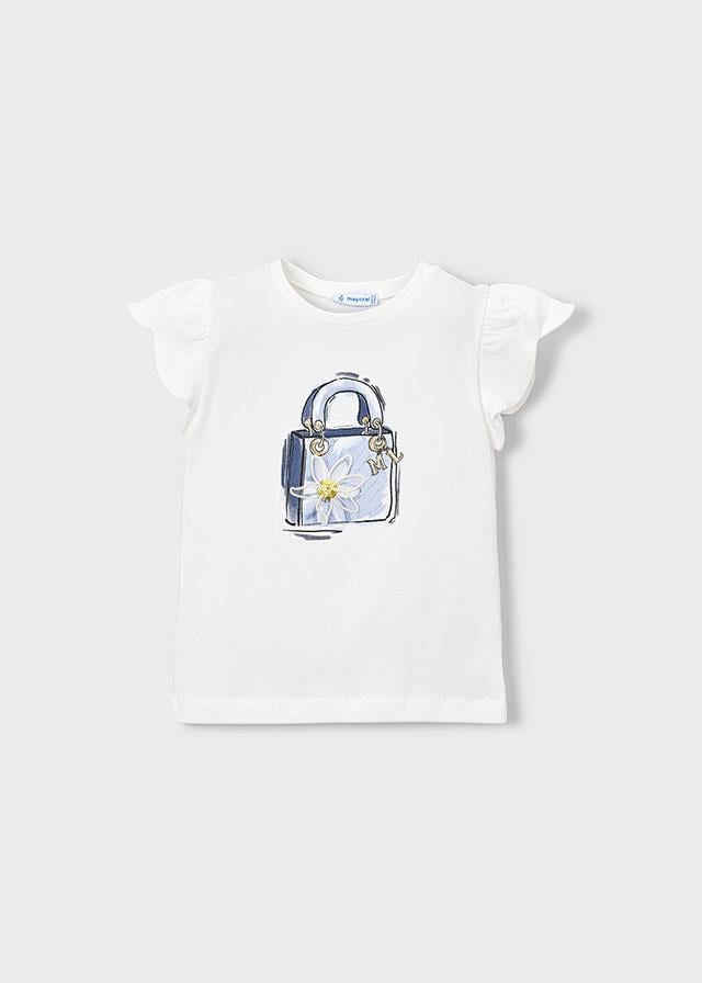 26Y.MYR.03002.053Mayoral Kız Çocuk Fırfır Kollu Çanta Baskılı Tshirt