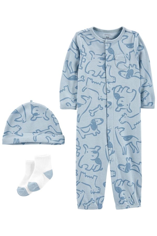 Carters Erkek Bebek Dinozor Desenli 3'Lü Tulum Set