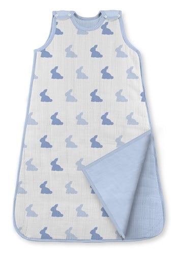 Deux Lapins Bleu Lapin Müslin Uyku Tulumu