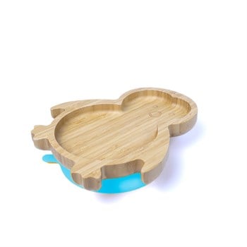 Jellyboon Bambu Penguen Mavi Vakumlu Tabak