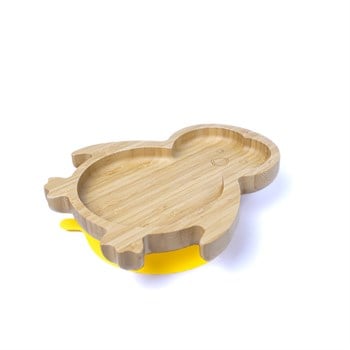 Jellyboon Bambu Penguen Sarı Vakumlu Tabak