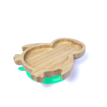 Jellyboon Bambu Penguen Yeşil Vakumlu Tabak