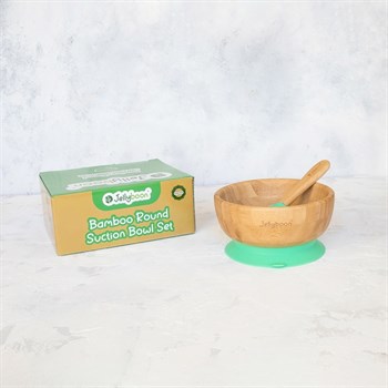 Jellyboon Bambu Yuvarlak  Yeşil Vakumlu Kase Kaşık Seti