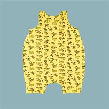 Kapbula Organik Askılı Tulum Dragon Aop Sarı