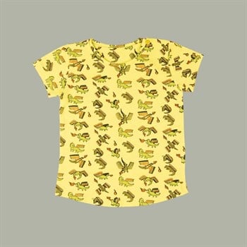 Kapbula Organik T-Shirt Dragon Aop Sarı