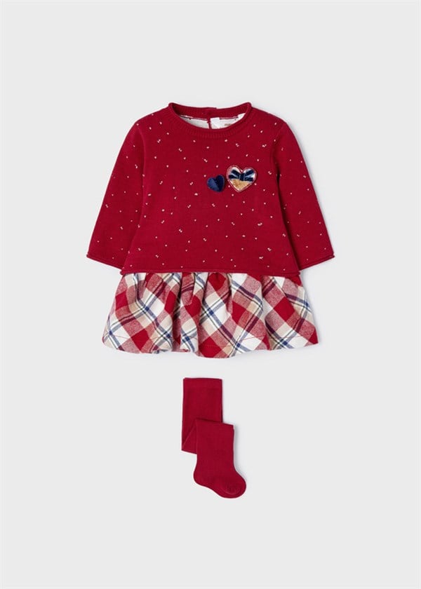 Mayoral Yenidoğan Kız Çoraplı Ekose Etekli 3'Lü Takım