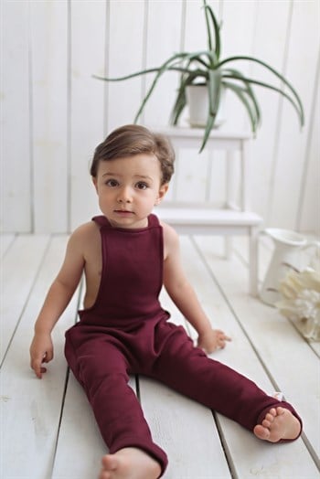 Tiny Little Love Burgundy Salopet