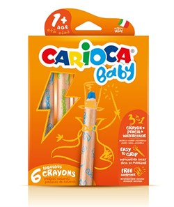 Carioca 3 In 1 Jumbo Bebek Ahşap Gövdeli Boya Kalemi 6'Lı