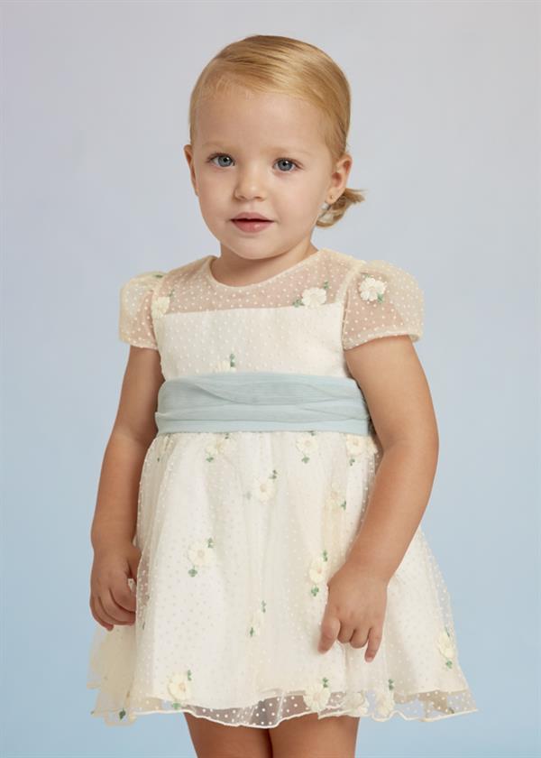 23Y.ABL.5008.004Abel Lula Kız Bebek Çiçek İşlemeli Tül Elbise