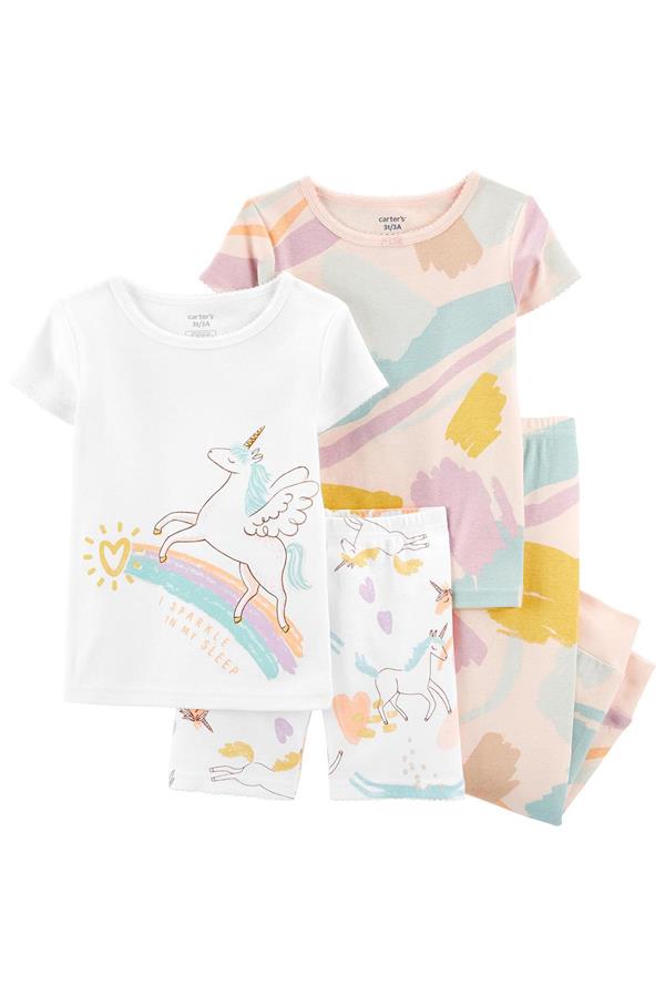 23Y.CRT.1O838510Carters Kız Bebek Unicorn Desenli 4'Lü Pijama Takımı