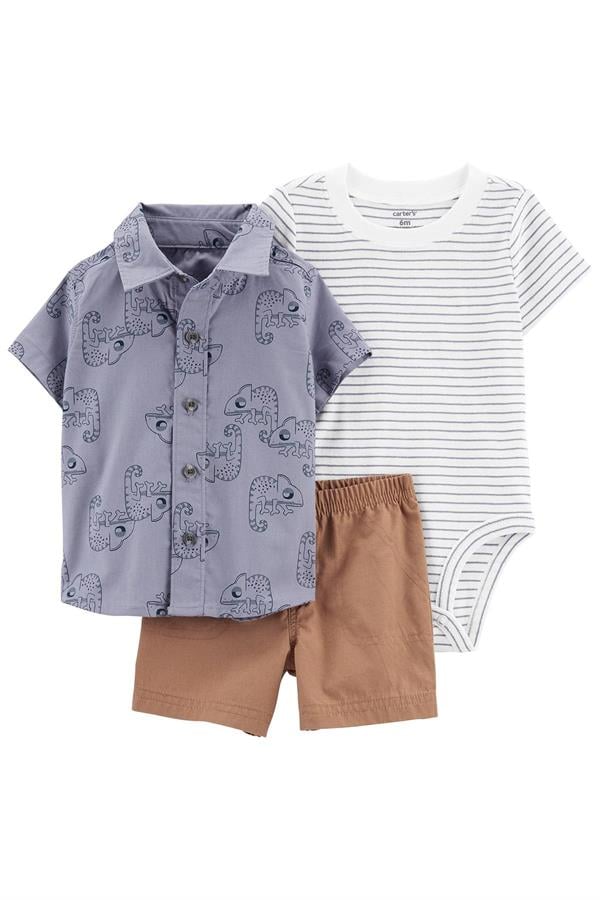 23Y.CRT.1O954210Carters Erkek Bebek Gömlek Şort 3'Lü Takım