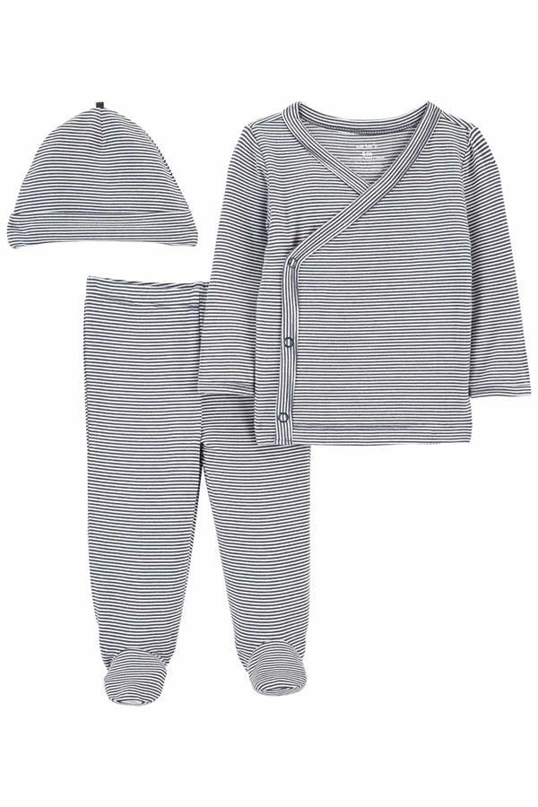 23Y.CRT.1O967510Carters Erkek Bebek Şapkalı Çizgili 3'Lü Takım