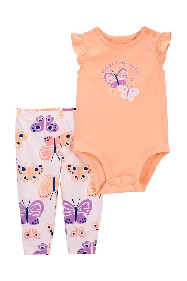 23Y.CRT.1P000310Carters Kız Bebek Kelebek Desenli 2'Li Takım