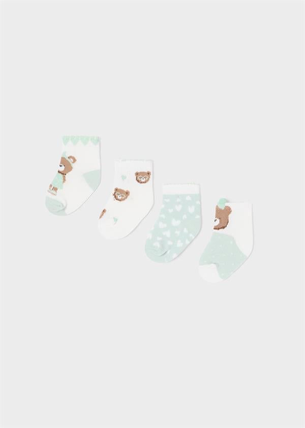 23Y.MYR.09592.051Mayoral Yenidoğan Kız Ayıcık Desenli 4'Lü Kısa Çorap