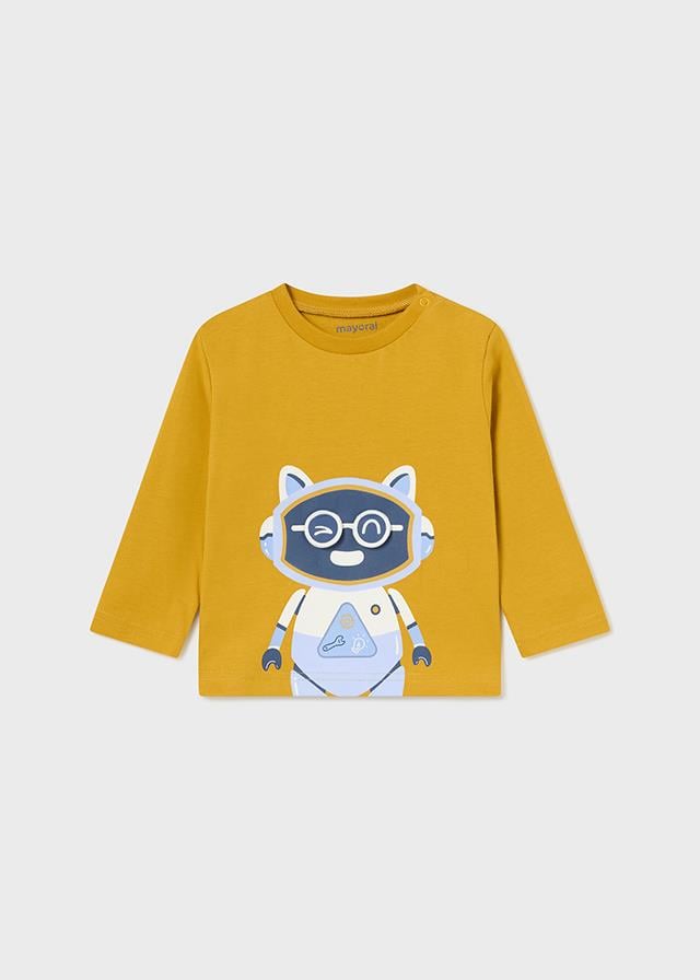 24K.MYR.02040.010Mayoral Erkek Bebek Robot Kedi Baskılı Uzun Kollu Tshirt