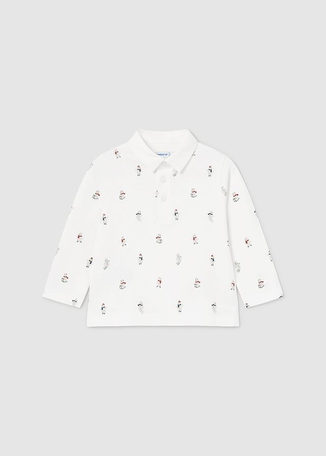 24K.MYR.02182.038Mayoral Erkek Bebek Polo Yaka Baskılı Uzun Kollu Tshirt