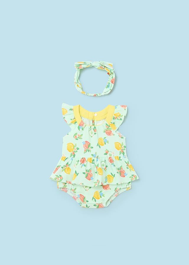 24Y.MYR.01632.072Mayoral Yenidoğan Kız Saç Bantlı Tulum