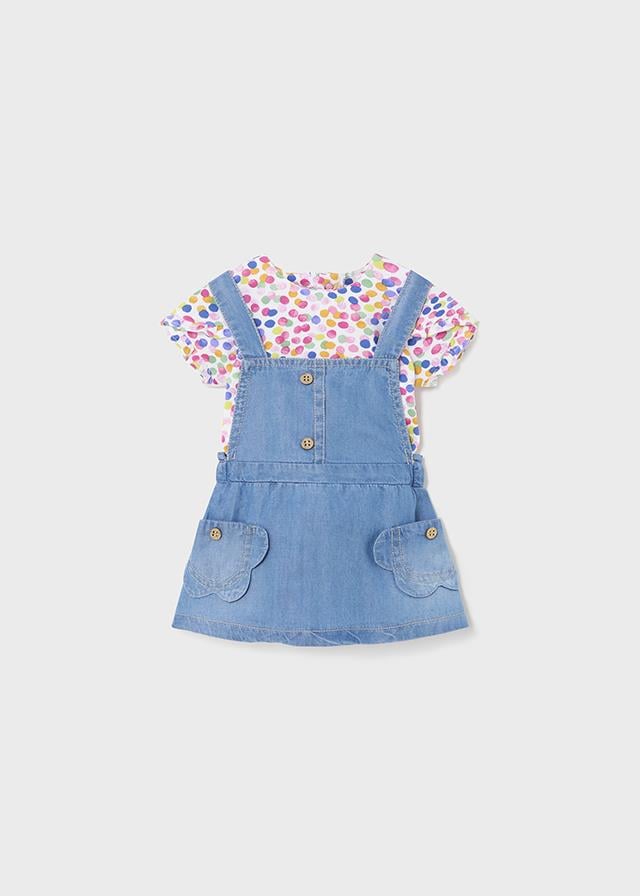 24Y.MYR.01839.005Mayoral Yenidoğan Kız Düğme Detaylı 2'Li Elbise