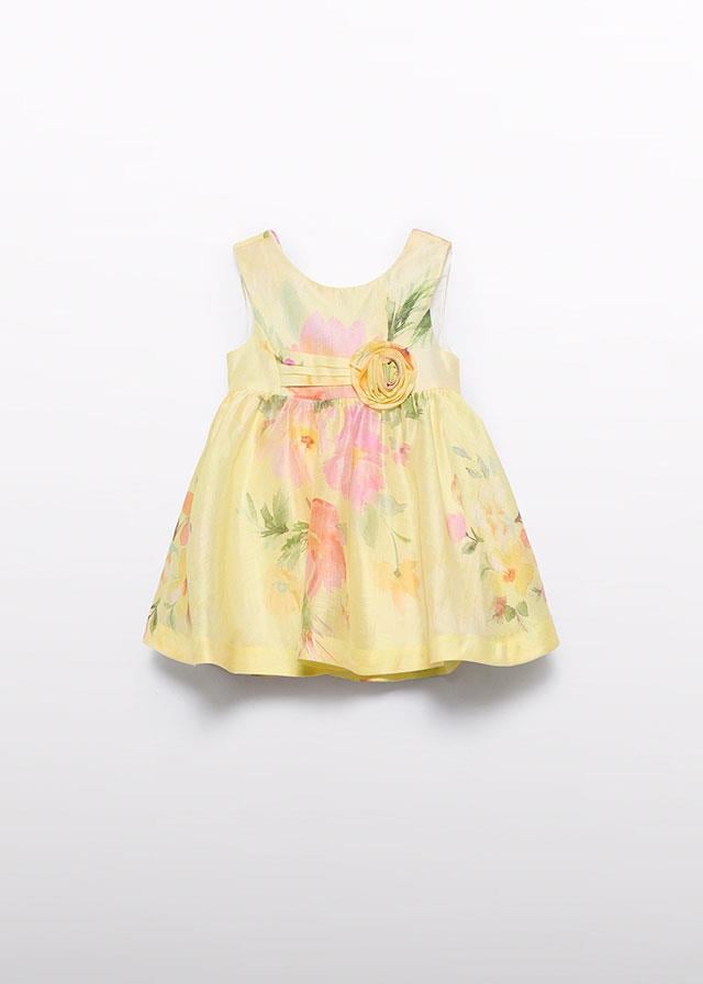 25Y.ABL.05020.005Abel Lula Kız Bebek Fiyonk Detaylı Keten Elbise