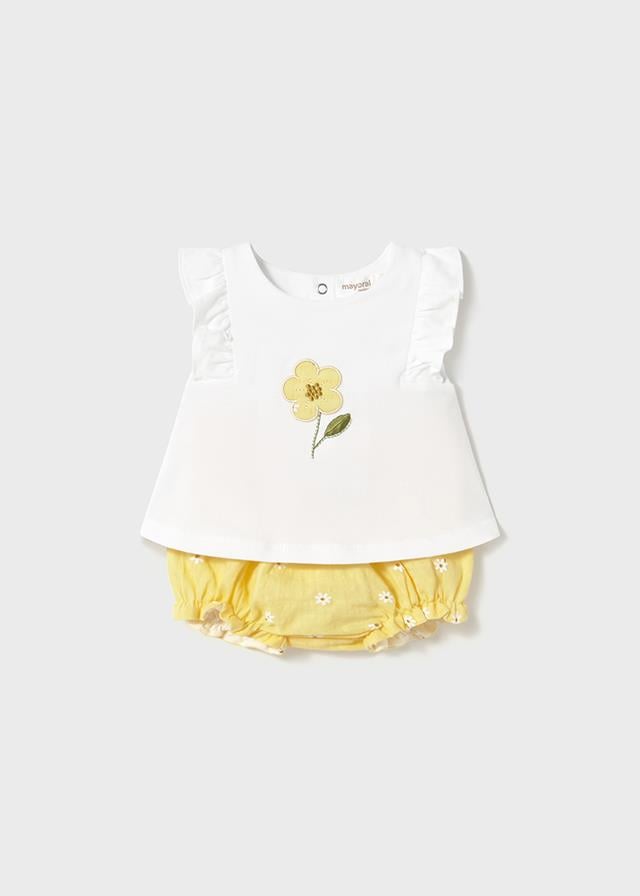 25Y.MYR.01255.070Mayoral Yenidoğan Kız Çiçek Baskılı Şortlu 2'Li Takım