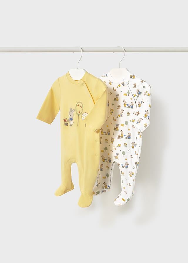 25Y.MYR.01709.016Mayoral Yenidoğan Erkek Tavşan Baskılı Uzun Kollu 2'Li Takım