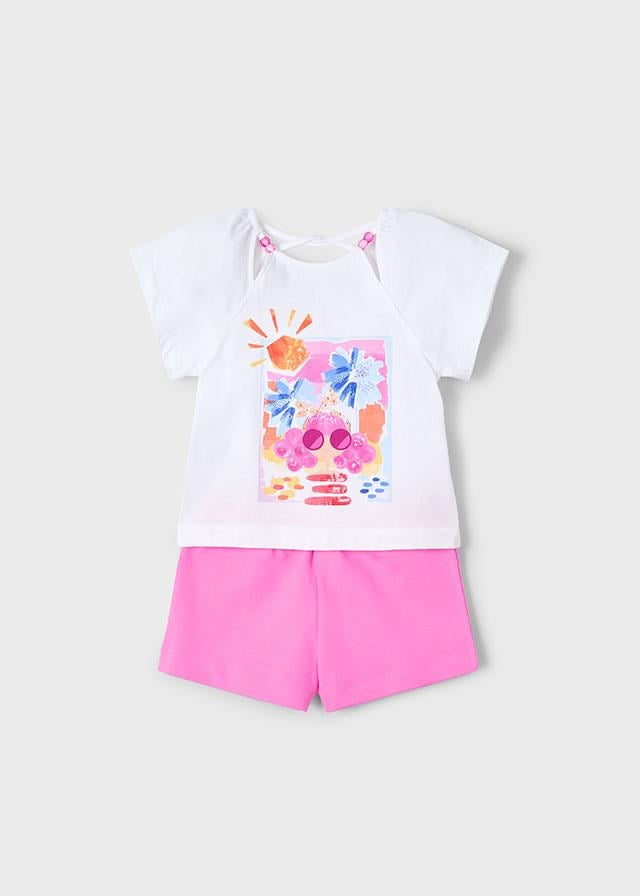 25Y.MYR.03213.060Mayoral Kız Çocuk Sırt Detaylı Şortlu 2'Li Takım