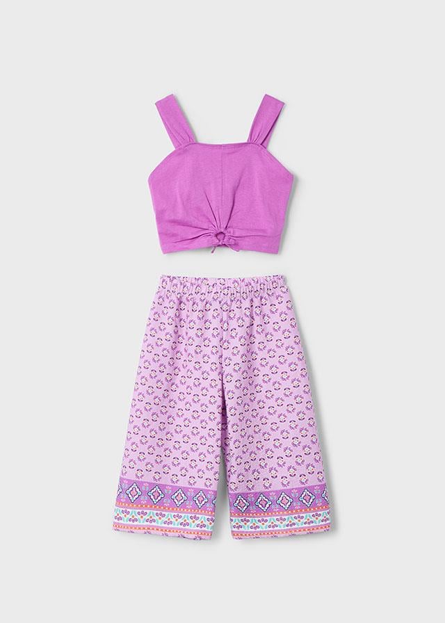 25Y.MYR.03562.054Mayoral Kız Çocuk Crop Bluz Pantolon 2'Li Takım